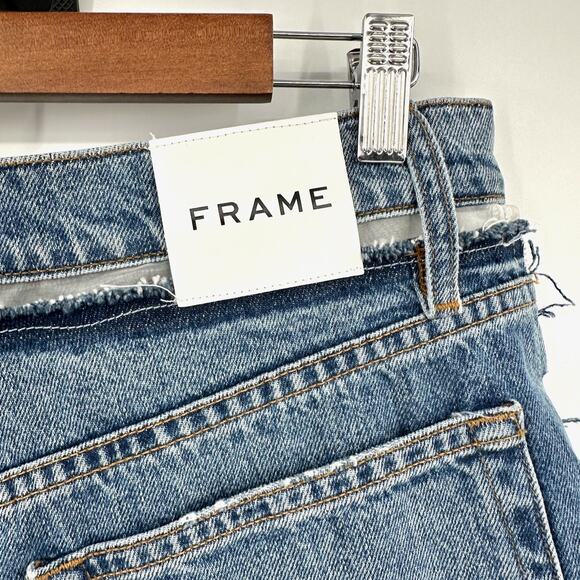 Frame Atelier Azul Sheer Insert Side & Top Border Mesh Denim Shorts Sz 29 NWT - Picture 5 of 9